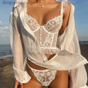 Sexig uppsättning varsbaby mesh transparent bh set kvinnor 3/4 kopp underkläder mode sexiga underkläder 2st bh+thong setsl231101