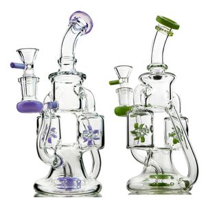 Neueste Doppel-Recycler-Glasbong-Wasserpfeifen 8,7-Zoll-Propeller-Percolater-Wasserpfeifen Öl-Dab-Rigs 14-mm-Innengelenk mit Schüssel XL167