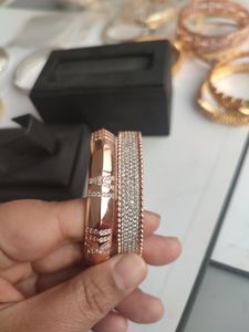 srebrny projektant 18K złoty plisowany diamentowa bransoletka moda luksusowa marka