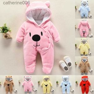 Jumpsuits Baby Girl Boy Clothes For Newborn Winter Jumpsuit Kids Fleece Overalls Warm Cute Hooded Jumpsuit Bag Foot Romper For Children'sL231101