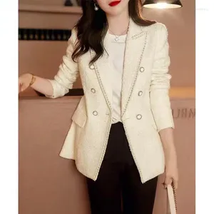 Ternos femininos design sentido estilo francês pesado tweed temperamento senhora do escritório blazer mujer