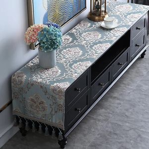 Table Runner Cotton Linen Table Runners European Style TV Cabinet Cover Cloth Tassel Tablecloth Home Coffee Table Dust Cover Dressing Table 231101