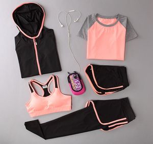 Yoga Outfits Women Gym Clothes Fitness Running Tracksuit Sports Bra Sport Leggings Yoga Shorts Top 5 Piece Set Plus Size M3XL9209685