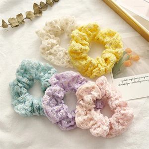 Hair Accessories 2pcs Colorful Floral Hollow Out Fabric Scrunchies Large Ring For Autumn Rope Fashion Women