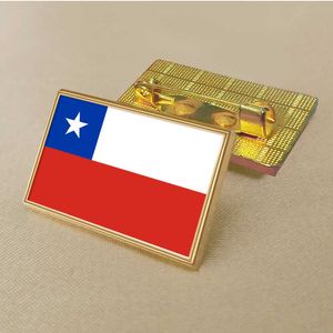 Party Chilean Flag Pin 2,5*1,5 cm Zinklegering Die-Cast PVC Color Coated Gold Rectangular Medallion Badge utan tillsatt harts