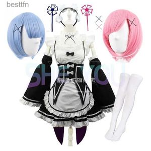 Anime kostymer ram rem cosplay re noll kara hajimeru isekai seikatsu svart come girls maid outfit kvinnor förkläde halloween coml231101