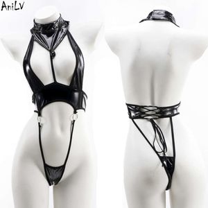 Ani2023 Sommer Pool Party Drei Punkt Badeanzug Body Uniform Kostüm Frauen Glocke Leder einteiliges Bademode Outfit Cosplay cosplay