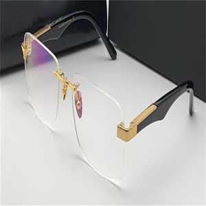 mode recept glasögon är artis i rimless ram stora ben optiska glasögon transparent lins enkel affärsstil för män2318