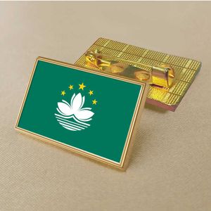 Party China Macau Special Administrative Region Flagstift 2,5*1,5 cm Zinklegering Die-Cast PVC Färgbelagd guld Rektangulär medaljong Badge utan tillsatt harts