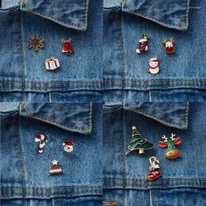 Броши, 3 шт./компл., булавки с Рождеством, милые колокольчики Санта-Клауса, носки, снежинки, эмалированные значки, детская брошь, праздничные украшения