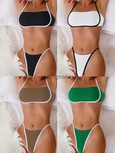 Damen Bademode INGAGA Scoop Tanga Bikini Sets Badeanzug für Frauen Sexy Back Haken Zwei Stücke Beachwear 2024 Badeanzug Bademode YQ231101