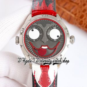 TWF V4S JAPAN NH35A Automatisk herrar Titta på Konstantin Chaykin Halloween Moon Phase Joker Dial 316L Steel Case Red Nathes Läderband Super Edition Eternity Watches