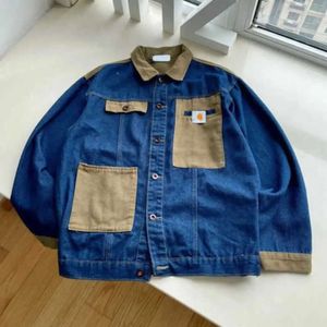 Moda Vintage Workwear Mens Denim Jaquetas Carhart Designer Jaqueta Homens Mulheres Cardigan Casaco Bordado Painel Hip Hop Moletom Solto