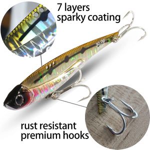 Vib Fischerei Köder 20g 25g 30g Metall Jig sinkend Big Blade Long Gosse Treble Hooks Spinner Löffel Vibration Tackle Pesca Hartköder Fischereifischen Köder Automobiltelefone