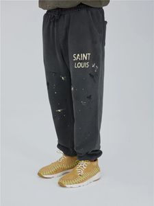 Men s Pants Spotted Saint Louis Splash Ink Graffiti Sweatpant Men Women Michael Washed Drawstring Trousers 231101