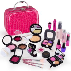 21Pcs Pretend Play Simulation Cosmetic Makeup Handbag Toys For Girls Children Birthday Gift - Rosy Pink PU Bag