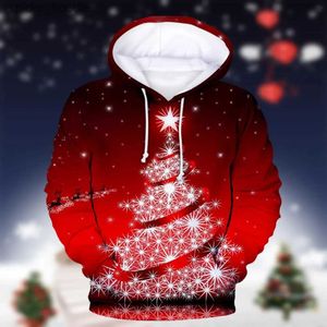 Męskie bluzy bluzy Santa Claus z kapturem Bluza 3D choinka drukowana zbyt duża bluza z kapturem ubranie męskie ubranie urocze imprezy pullover odzież L231101