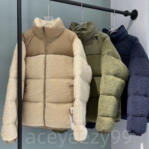 Frauen Jacke Fleece Jacke Winterpuffermantel weißer Ente Down Casual Collar Overtock Patchwork Lamm Lamm Fleece warmes klobiges Mantel Stickbuchstaben Feste Farbkleidung