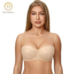 Bras Delimira Women's Strapless Bra Silicone Plus Light Size Invisible No Padding Underwire Ultra Supportコンバーチブルバックレス231031