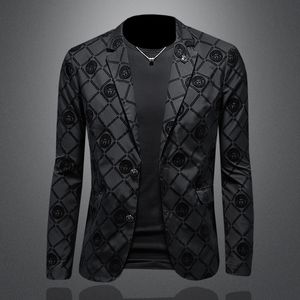 New Trend Men's Autumn and Winter High Quality Casual Small Suit Large Flocked Jacquard Fashion Hot Selling Coat