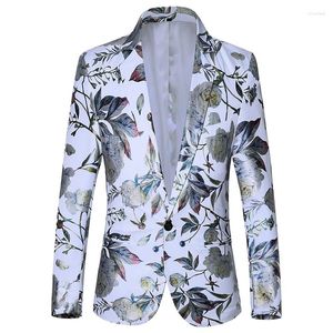Herrar design blazer män vintage stil lyxig blommig tryck grön kostym jacka bröllop groom prom slim fit klänning tuxedo s-6xl
