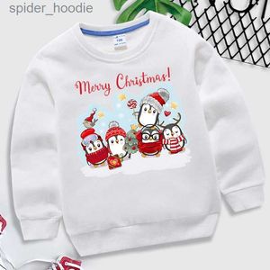 Herrtröjor tröjor penguin god jultryck hoodies barn mode xmas pullover länge ärm tröja tecknad gata streetwear flickor pojkar hoodie topp l231101