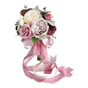 Wedding Flowers Silk Cloth Bridal Bouquet Decor Romantyczny sztuczny na wydarzenie Po rekwizycje