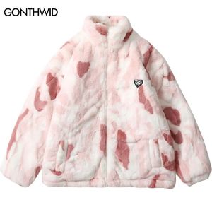 Mäns päls faux päls män faux päls parkas vinterjacka streetwear slips färgämne fuzzy fluffy förtjockar varma vadderade rockar hiphop harajuku mode casual coat 231031