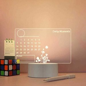 Night Lights Note Board Creative LED Night Lights USB Acrylic Note Board Erasable Message Household Note Reminder Desktop Tablet Lamps P230331