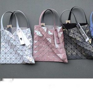 Paljetter Miyake Life Lingge Japanese Bag Folding Armpit 7x7 och Women's Handbag Hollowed Korean Lattice Out Shopping