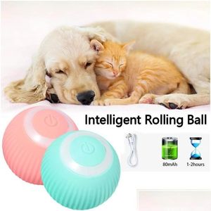 Hundespielzeug Kauspielzeug Hundespielzeug Kauspielzeug Elektrischer rollender Ball Smart Funny Self-Moving Puppy Games Pet Indoor Interactive Play Supply Drop Deli Dh4M6