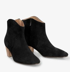 Vinterberömda Isabels Dicker Women Ankle Boots Suede Leather Marants Cowboy Boot Lady Dewina Booty Party Wedding Martin Booties EU35-42 med låda