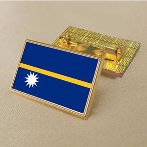 Party Nauru Flag Pin 2.5*1,5 cm de zinco de zinco PVC Citch de medalhão retangular de ouro revestido com colorido sem adicionar resina
