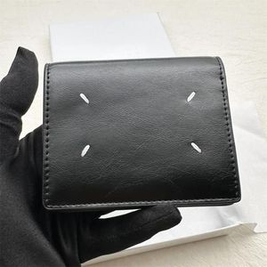 Wallets HGSC 21ss Half Fold Marble Textured Money Bag Men's And Women's Four Stick Detail Leather Fashion Wax Face Card Coin Purse