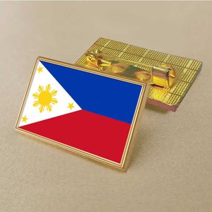 Party Philippine Flag Pin 2.5*1.5cm Zinc Alloy Die-cast Pvc Colour Coated Gold Rectangular Medallion Badge Without Added Resin