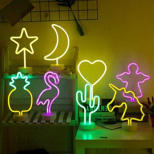 Night Lights New Palm Tree Neon Lights LED Coconut Tree Neon Night Light USB and Battery Powered Neon Night Table Lamps Bedside Lamp Creative P230331
