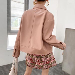 Frauen Leder 2023 Leder Jacke Mode Hohe Qualität Echt Schaffell Mantel Weiblichen Frühling Herbst Echte Jacken Frauen Cuer