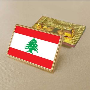 Party Libanon Flag Pin 2,5*1,5 cm Zinklegering Die-Cast PVC Color Coated Gold Rectangular Medallion Badge utan tillsatt harts