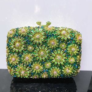 Dandelion hollow pattern diamond inlaid dinner bag, banquet water diamond handbag, evening dress women's bag, clutch 230513