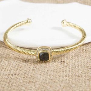 2024 Luxury Bangle Designer Jewelry Woman Charm Armband Women Gold 4mm S925 Armband Sterling Silver Black Agate and Inlaid Diamond Armband Men smyckespresent