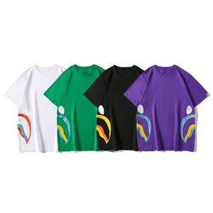 Erkekler T-Shirt Tasarımcı Çanta Köpekbalığı T-Shirt Lüks Erkekler Renkli Yaz Yuvarlak Boyun Ter Emilim Kısa Kollu Açık Nefes Alabası Pamuk Baskı Çift Elbise Boyutu M-XXL