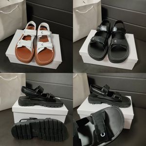 sandals designer shoes women' sandals leo fixed strap letter flat sandals casual open toe shoes thick bottom with box