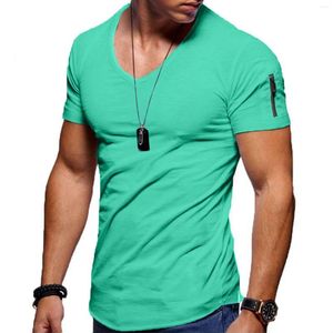 Men's T -skjortor Lossa Mens Athletic Top Summer Casual Fashion Solid Color V Neck stor storlek Kort ärmstrumpor ingen show alt