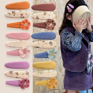 Hair Accessories Autumn Wool Crochet Flowers Baby Bye Clip Simple Korean Girls BB Set