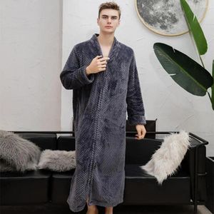 Men's Sleepwear Winter Extra Long Men Bathrobe Plus Size Warm Coral Fleece Pajamas Women Bath Robe Bridesmaid Dressing Gown Wedding