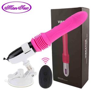 Massageador de brinquedos sexuais Controle remoto de vibração grande vibradores telescópicos Máquina automática Produtos adultos com copo de sucção Erótica para mulheres adereços