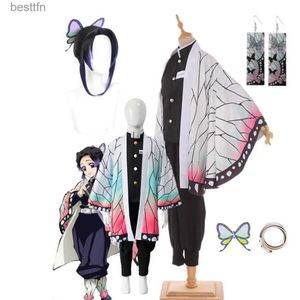 Anime kostymer vuxna barn anime demon slayers kimetsu no yaiba kochou shinobu cosplay come kimono halloween klädl231101