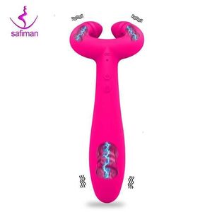 Sex leksak massager vuxen massager dubbel penetration 3 motorer dildo vibrator för kvinnor män par bröstvårtor klitoris vagina penis stimulator