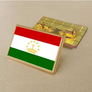 Bandiera del partito del Tagikistan Spilla 2,5 * 1,5 cm Distintivo medaglione rettangolare in zinco pressofuso in PVC rivestito in oro senza resina aggiunta