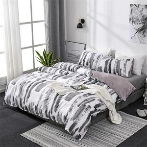 Sängkläder sätter enkla svartvitt tryck King Size Set Queen Plain Chinese Ink Twin Däcke Cover 200x230 Quilt Covers Pillow 231101